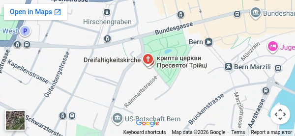 Mapa – bazilika Dreifaltigkeit v Berne