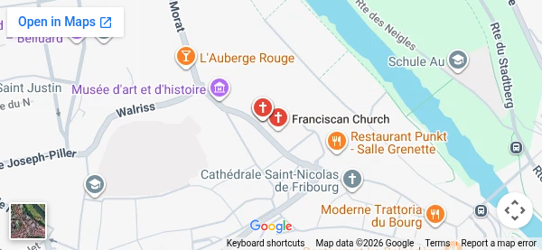 Mapa – kostol a kláštor františkánov vo Fribourgu